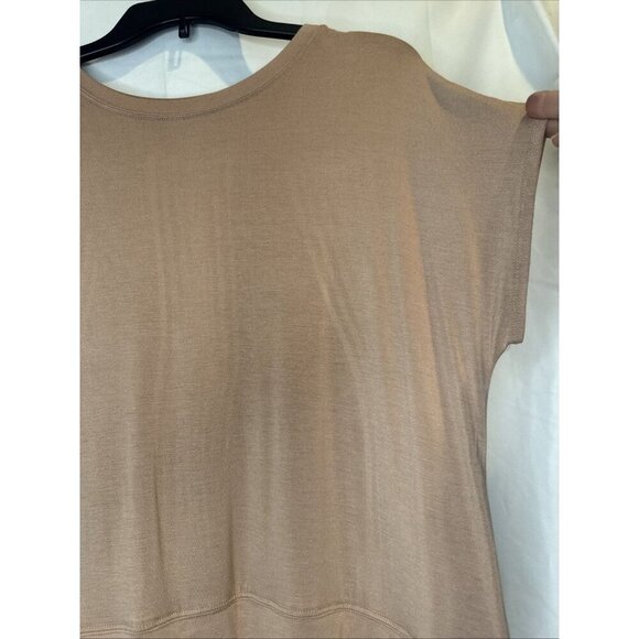 LOGO by Lori Goldstein Knit Cap Sleeve Crew Neck Blouse Top Pleated Hem Sz XS - Picture 4 of 9